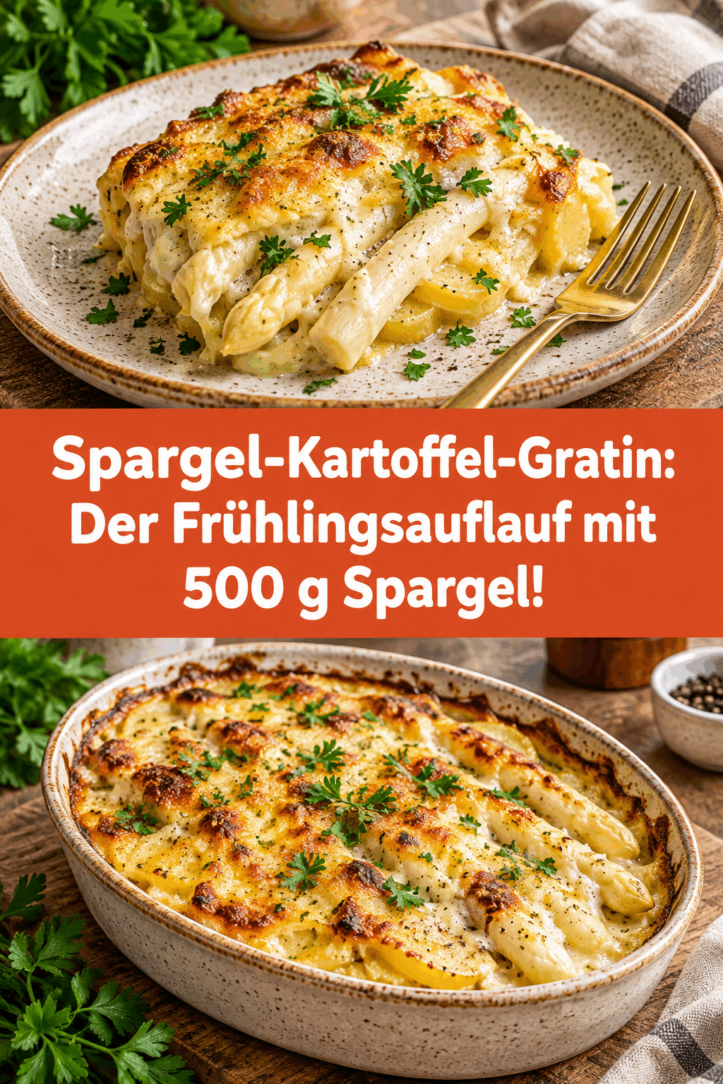 Spargel-Kartoffel-Gratin: Der Frühlingsauflauf mit 500 g Spargel!