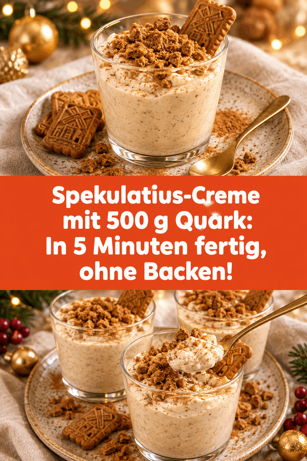 Spekulatius-Creme mit 500 g Quark: In 5 Minuten fertig, ohne Backen!