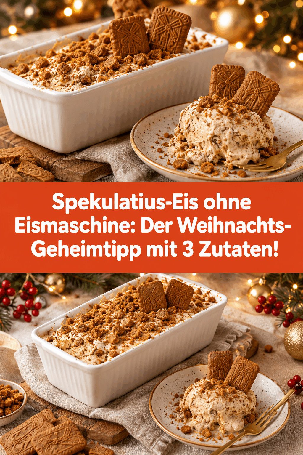 Spekulatius-Eis ohne Eismaschine: Der Weihnachts-Geheimtipp mit 3 Zutaten!