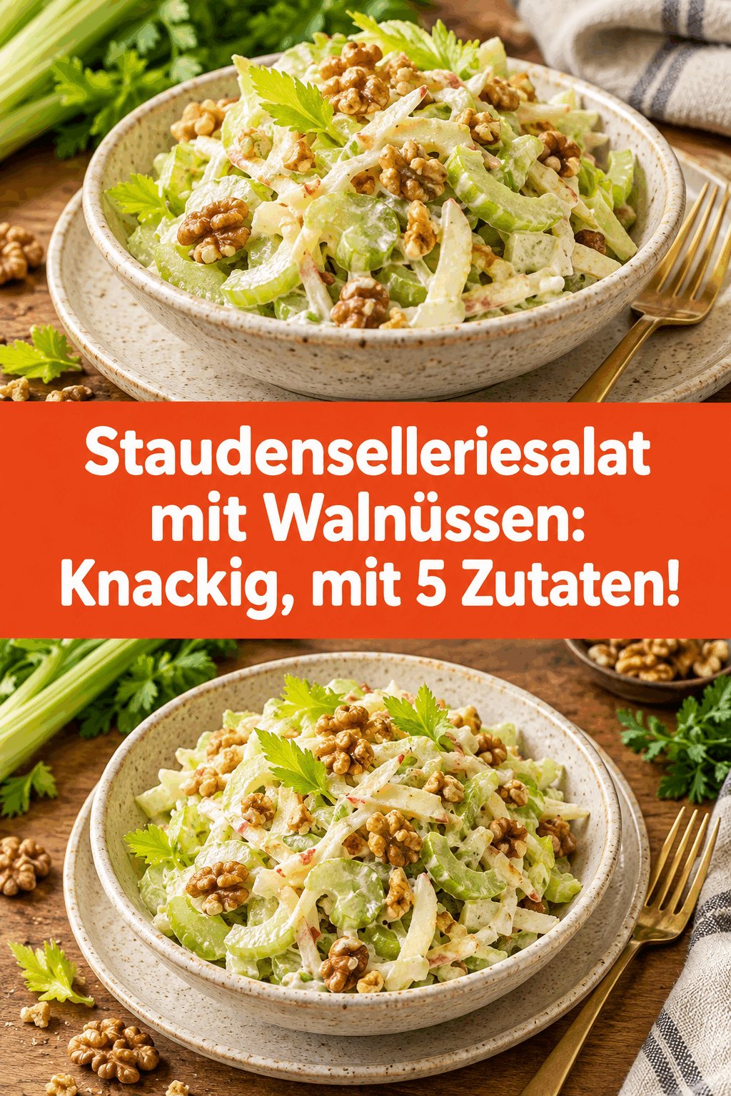 Staudenselleriesalat mit Walnüssen: Knackig, mit 5 Zutaten!