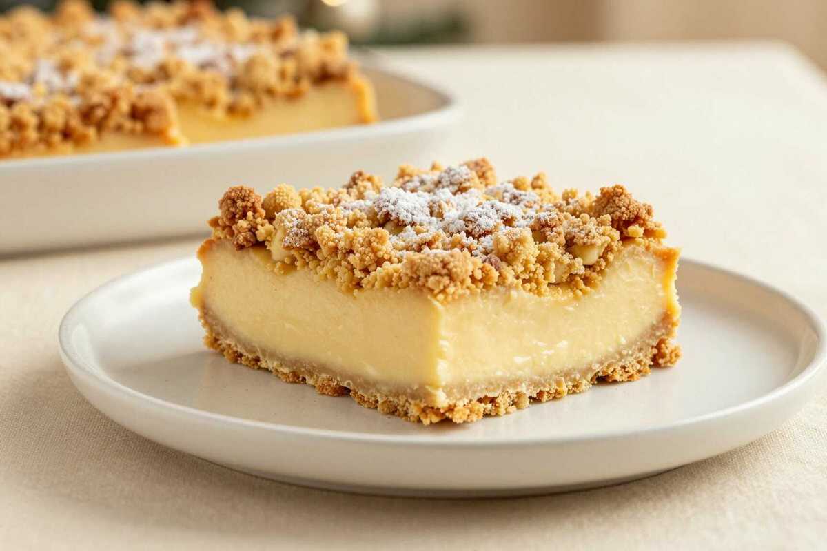 Streuselkuchen mit Pudding: Omas Sonntagskuchen vom Blech!