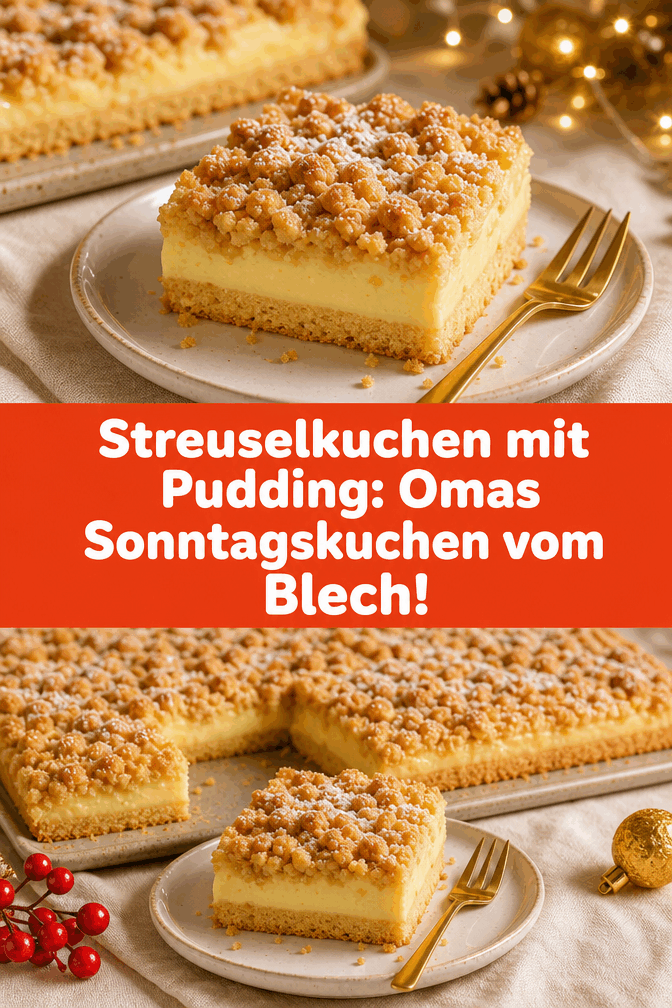 Streuselkuchen mit Pudding: Omas Sonntagskuchen vom Blech!