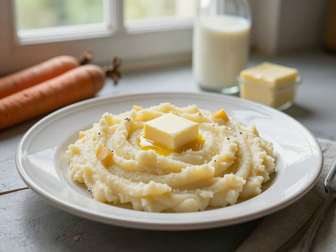 Süßkartoffel-Püree mit Muskat: schmeckt nach Sonntag bei Oma – während der Zubereitung