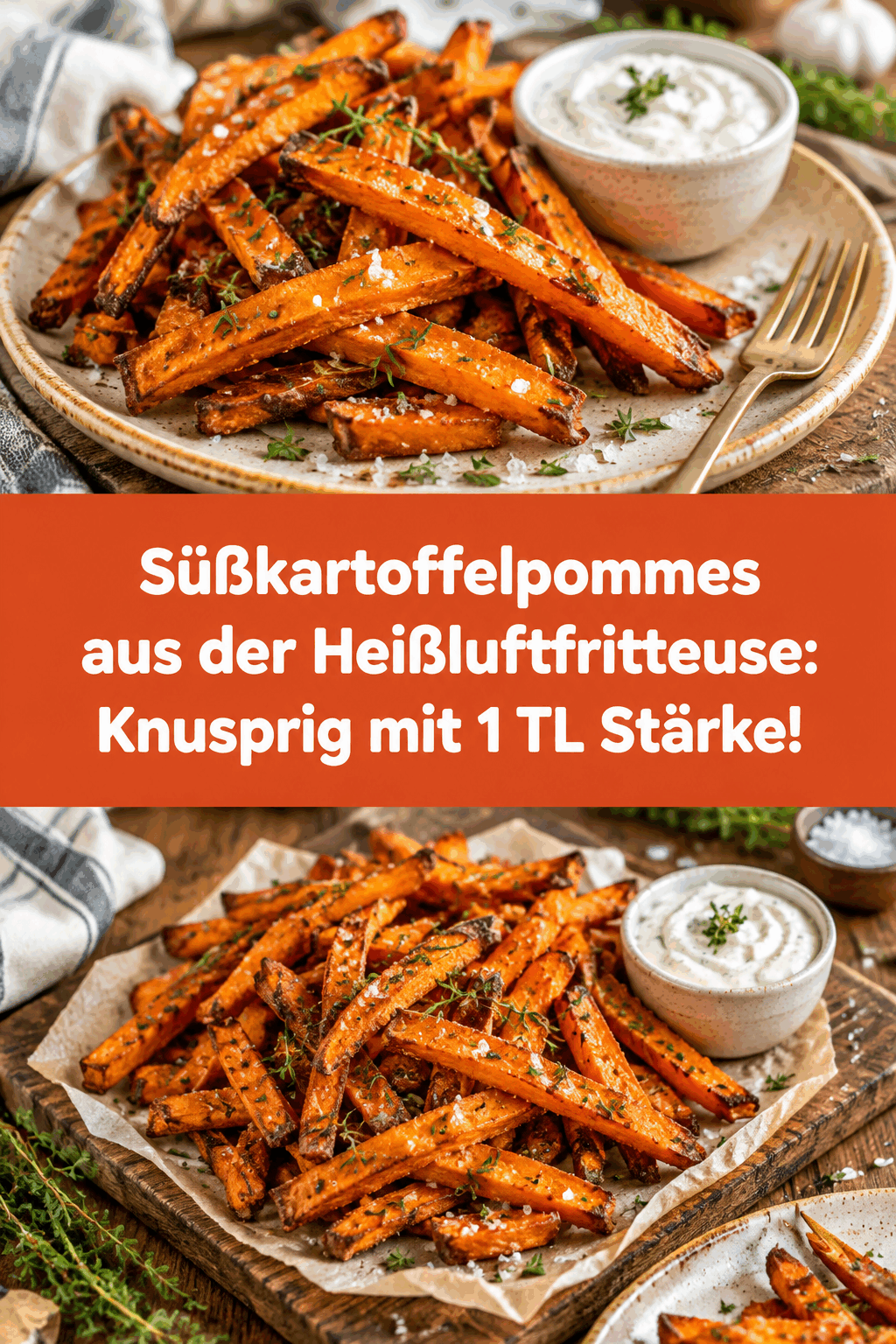 Süßkartoffelpommes aus der Heißluftfritteuse: Knusprig mit 1 TL Stärke!