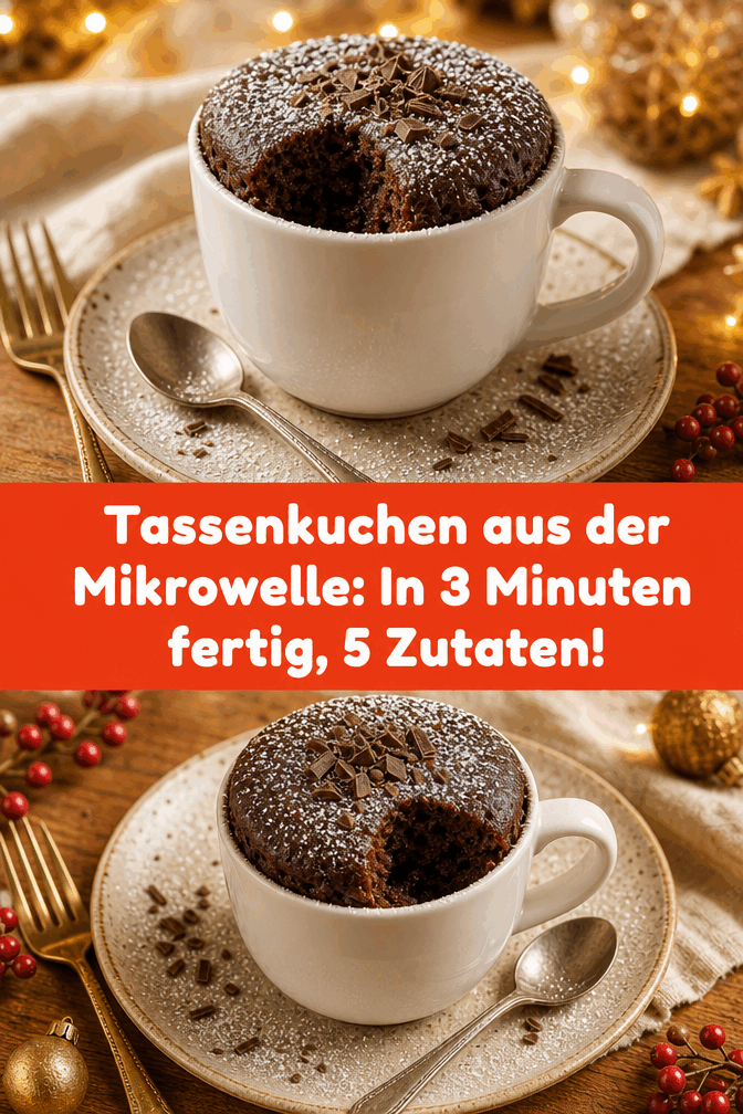 Tassenkuchen aus der Mikrowelle: In 3 Minuten fertig, 5 Zutaten!