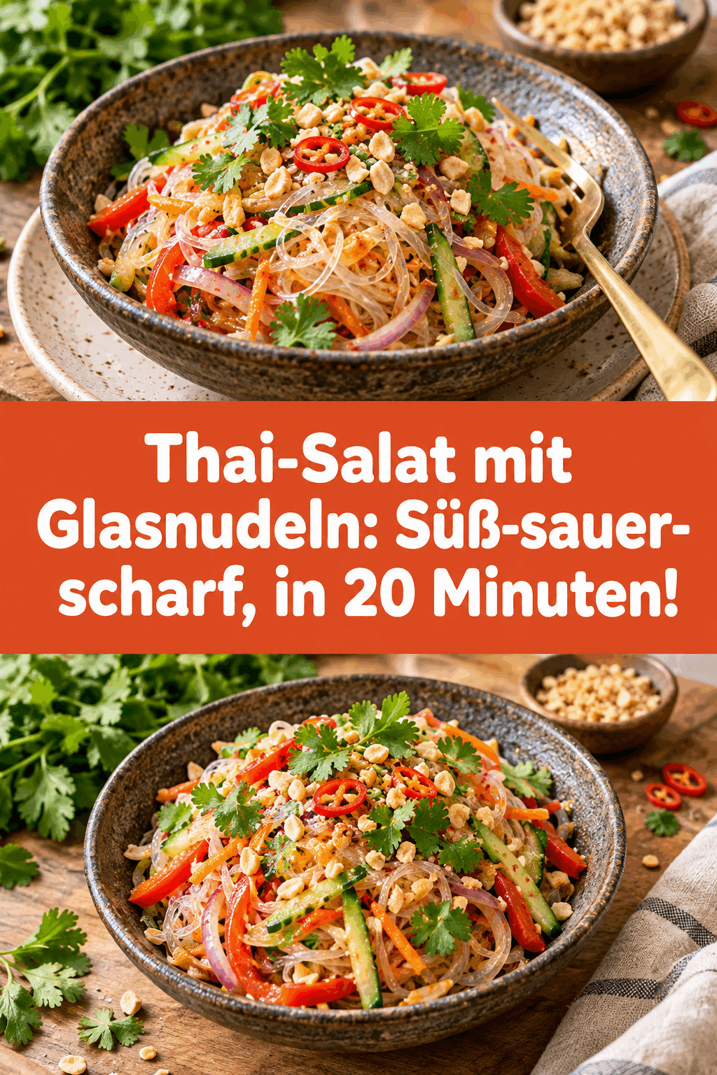 Thai-Salat mit Glasnudeln: Süß-sauer-scharf, in 20 Minuten!
