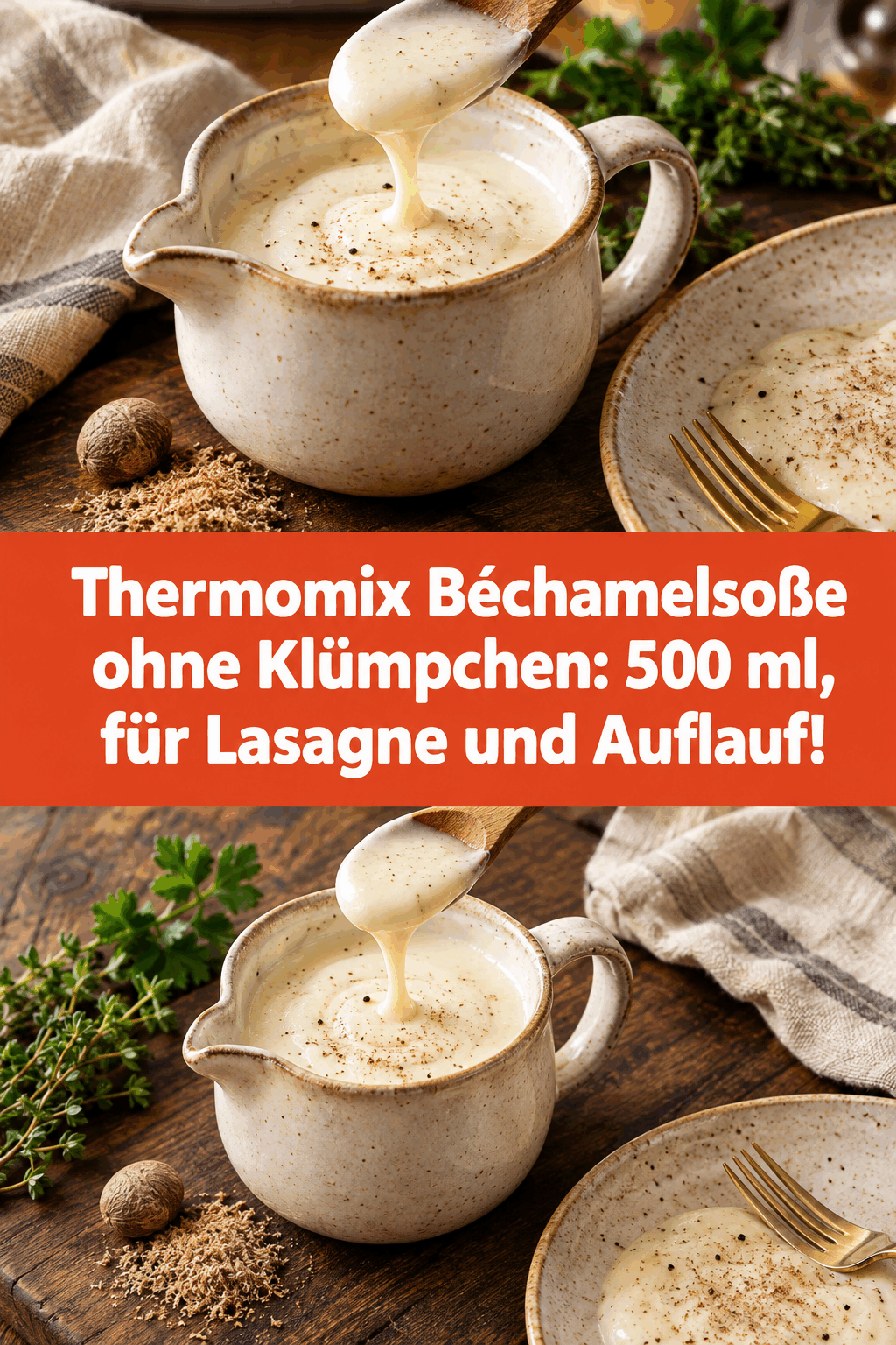 Thermomix Béchamelsoße ohne Klümpchen: 500 ml, für Lasagne und Auflauf!