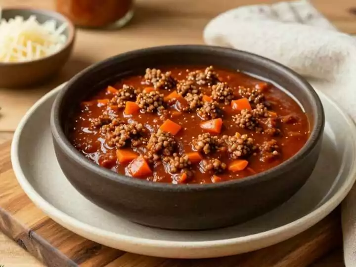 Thermomix Bolognese für vier Teller: 500 g Hackfleisch, 35 Minuten im Mixtopf!