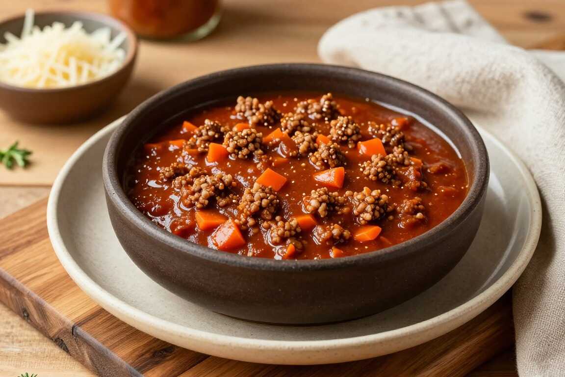 Thermomix Bolognese für vier Teller: 500 g Hackfleisch, 35 Minuten im Mixtopf!