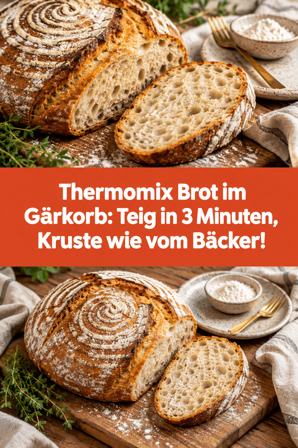 Thermomix Brot im Gärkorb: Teig in 3 Minuten, Kruste wie vom Bäcker!