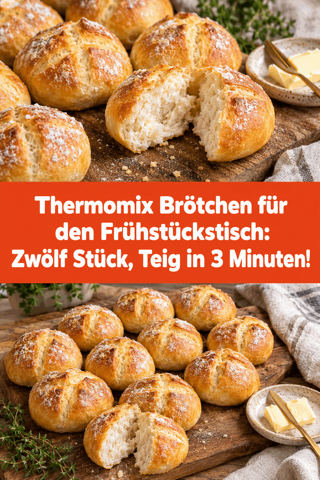 Thermomix Brötchen für den Frühstückstisch: Zwölf Stück, Teig in 3 Minuten!