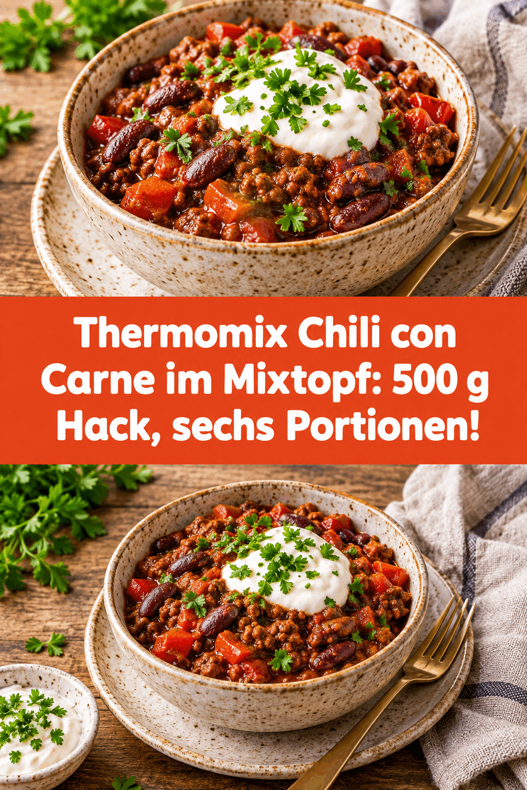 Thermomix Chili con Carne im Mixtopf: 500 g Hack, sechs Portionen!
