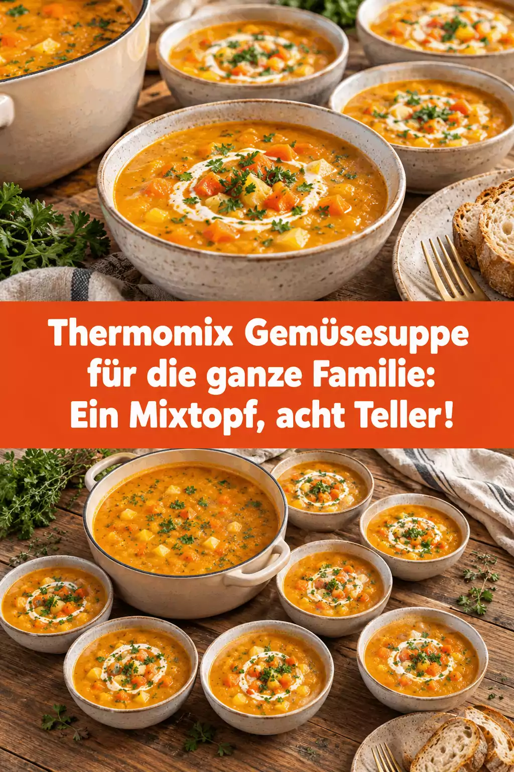 Thermomix Gemüsesuppe für die ganze Familie: Ein Mixtopf, acht Teller!