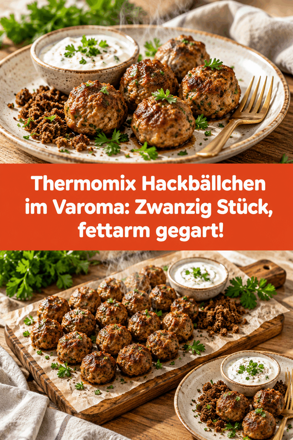Thermomix Hackbällchen im Varoma: Zwanzig Stück, fettarm gegart!