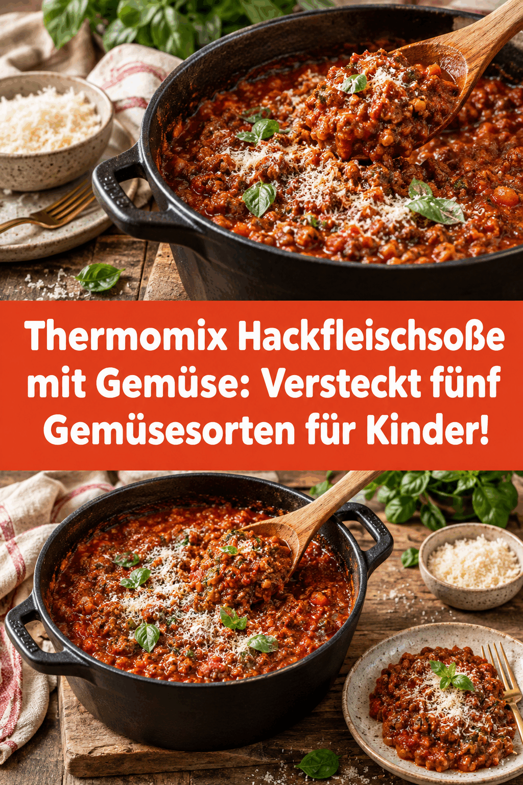 Thermomix Hackfleischsoße mit Gemüse: Versteckt fünf Gemüsesorten für Kinder!
