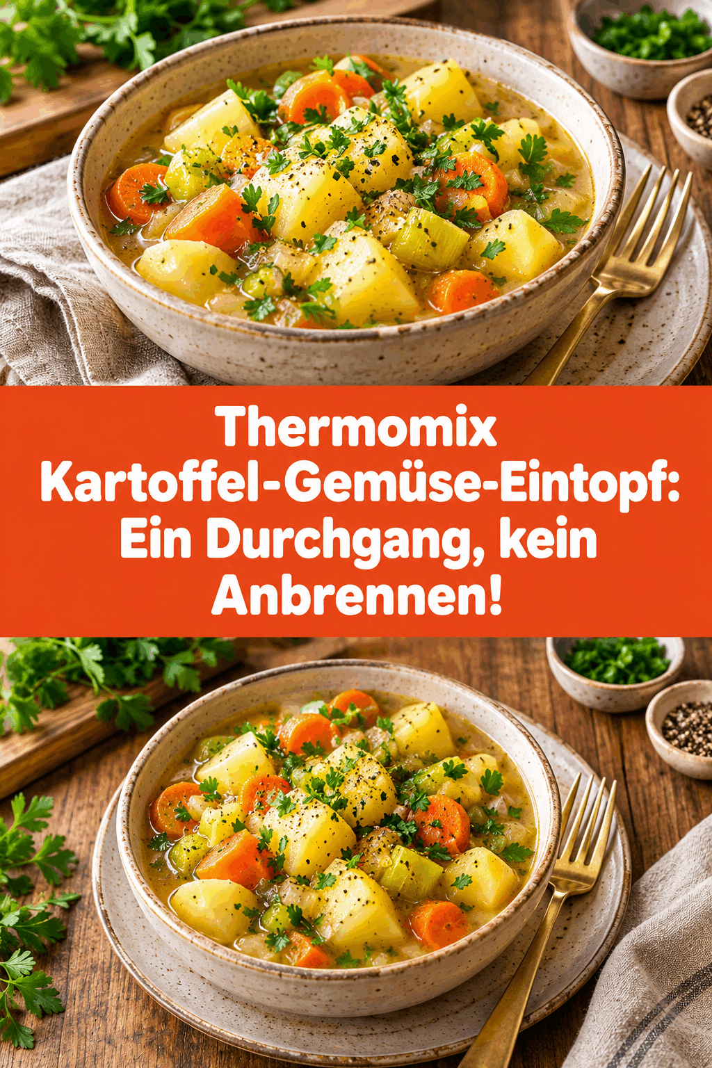 Thermomix Kartoffel-Gemüse-Eintopf: Ein Durchgang, kein Anbrennen!