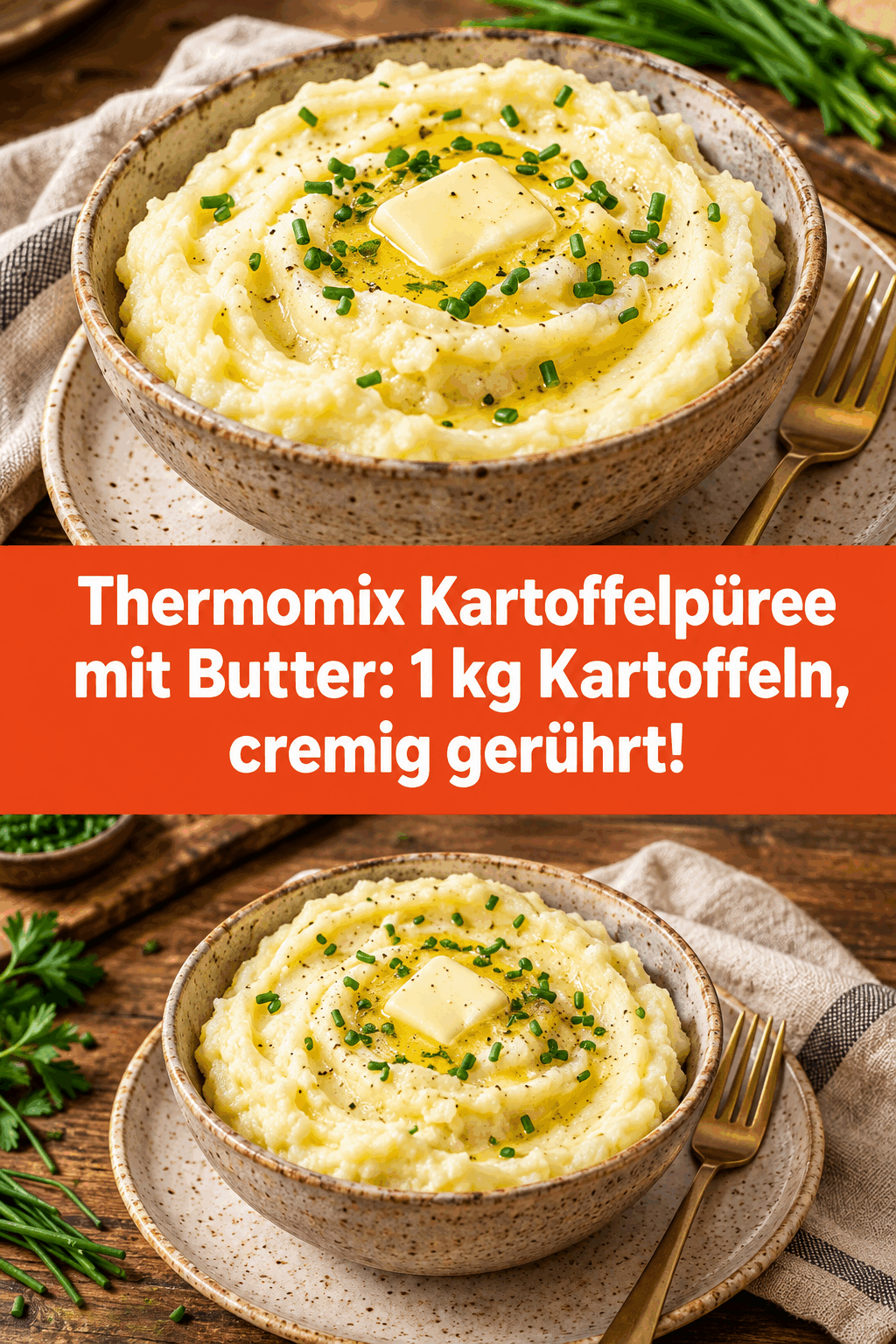 Thermomix Kartoffelpüree mit Butter: 1 kg Kartoffeln, cremig gerührt!