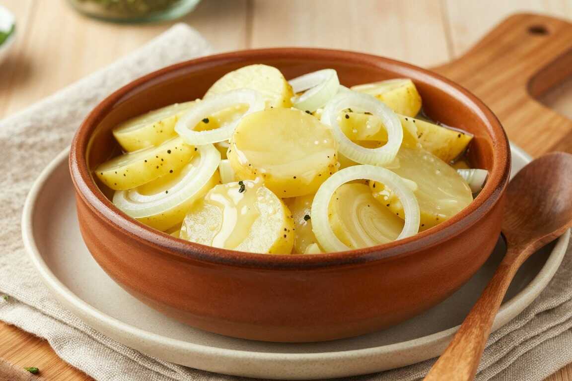 Thermomix Kartoffelsalat mit Brühe: Dressing im Mixtopf, schwäbische Art!