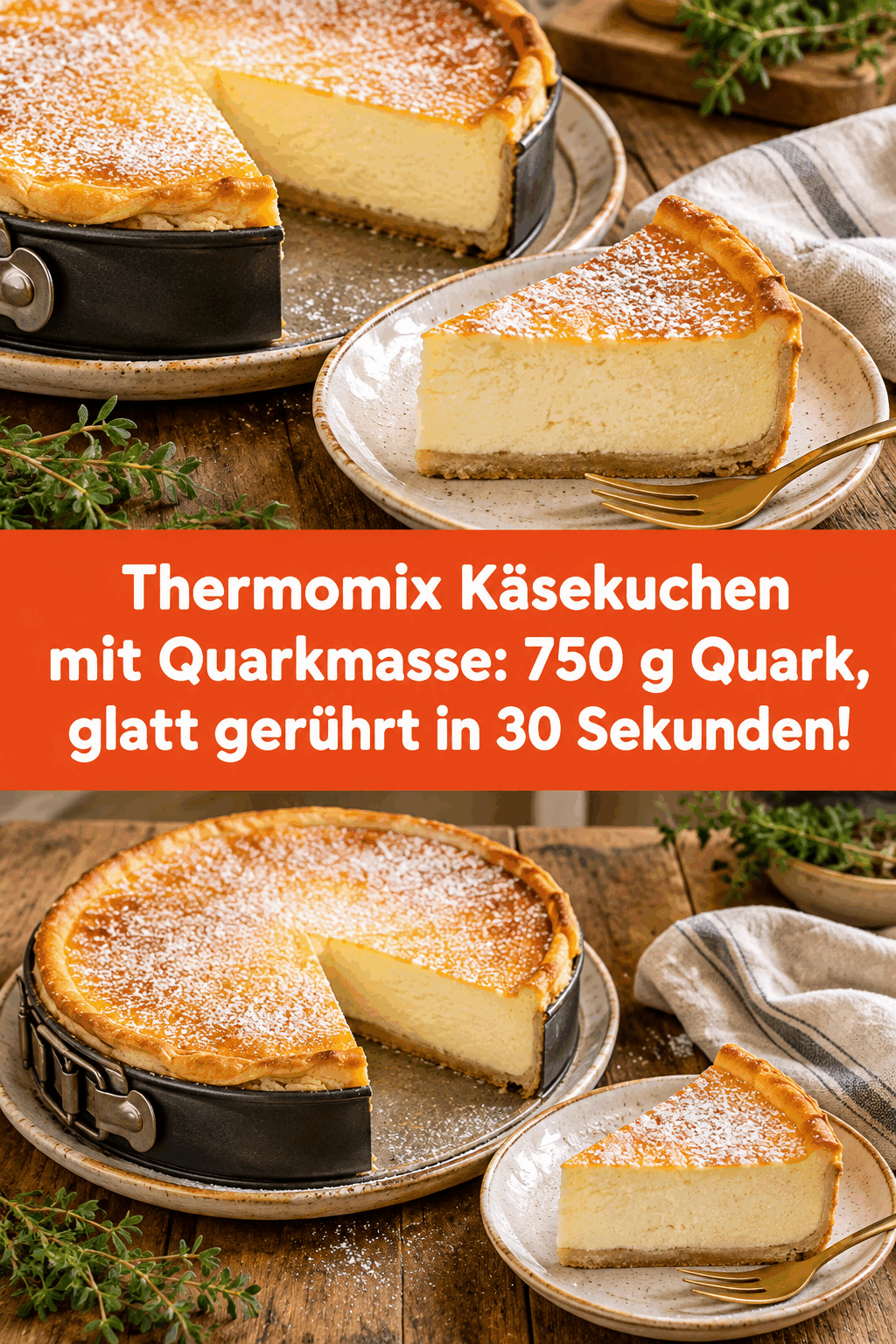 Thermomix Käsekuchen mit Quarkmasse: 750 g Quark, glatt gerührt in 30 Sekunden!