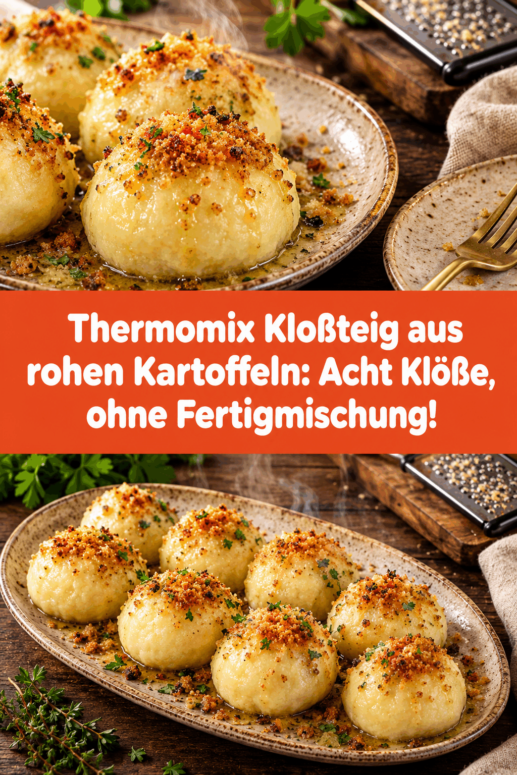 Thermomix Kloßteig aus rohen Kartoffeln: Acht Klöße, ohne Fertigmischung!