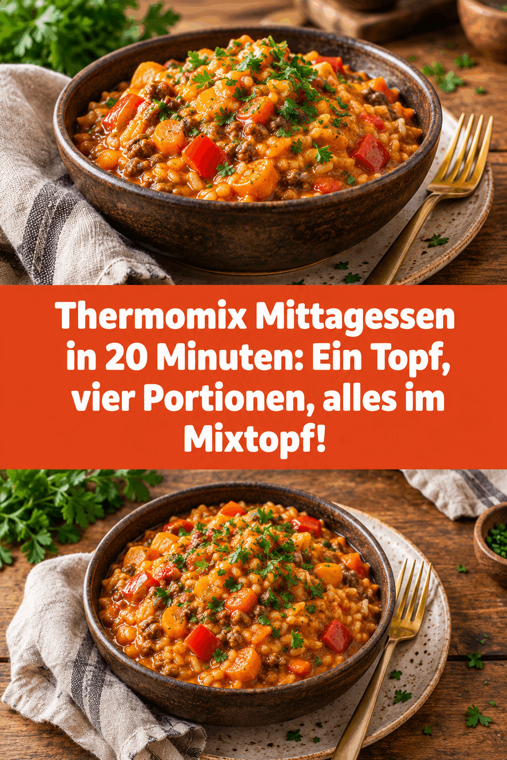 Thermomix Mittagessen in 20 Minuten: Ein Topf, vier Portionen, alles im Mixtopf!