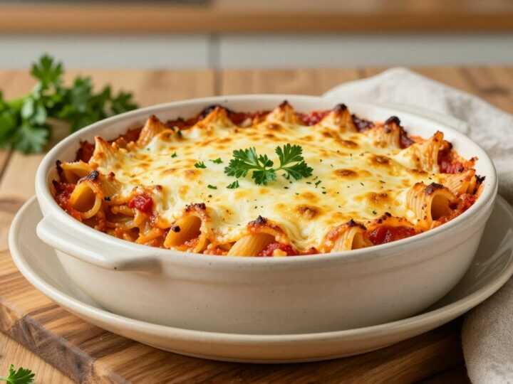 Thermomix Nudelauflauf vorbereiten: Soße im Mixtopf, Rest im Ofen!