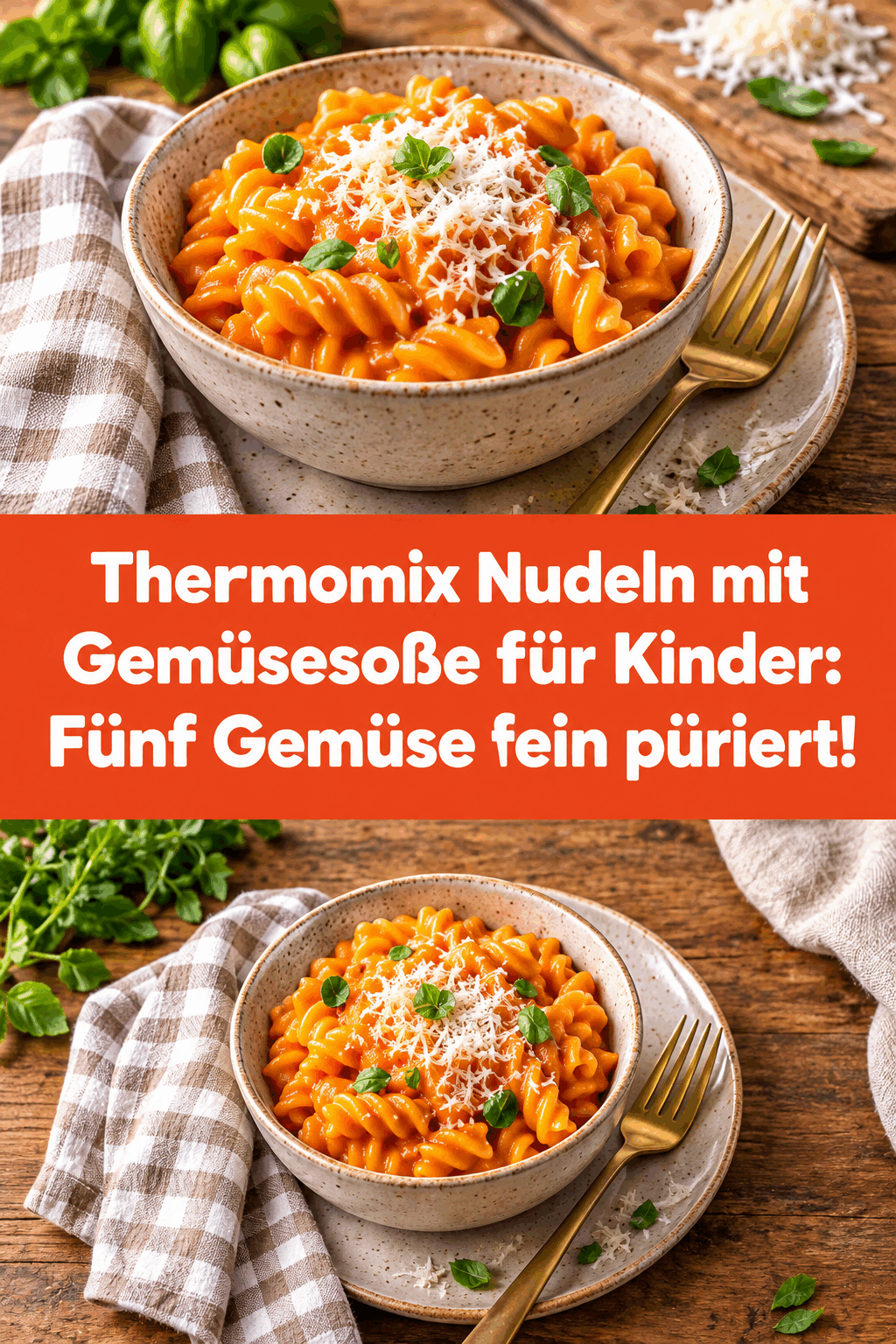 Thermomix Nudeln mit Gemüsesoße für Kinder: Fünf Gemüse fein püriert!