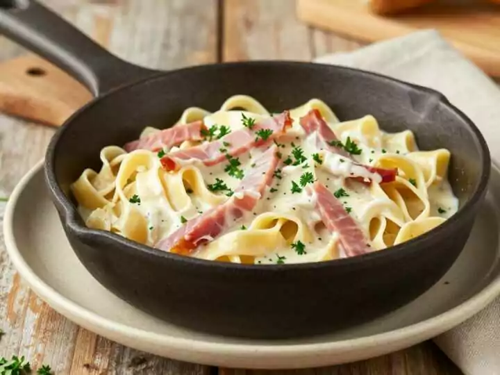 Thermomix Nudelsoße mit Sahne und Schinken: 20 Minuten, ein Mixtopf!