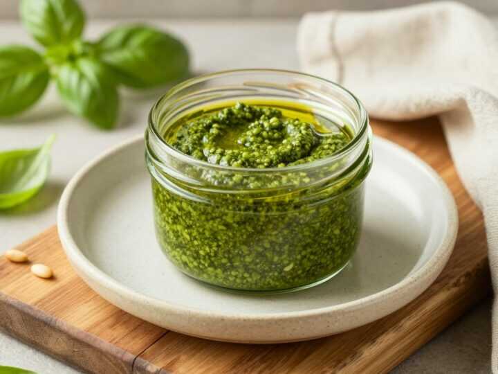 Thermomix Pesto aus Basilikum: 200 g Glas, hält drei Wochen im Kühlschrank!