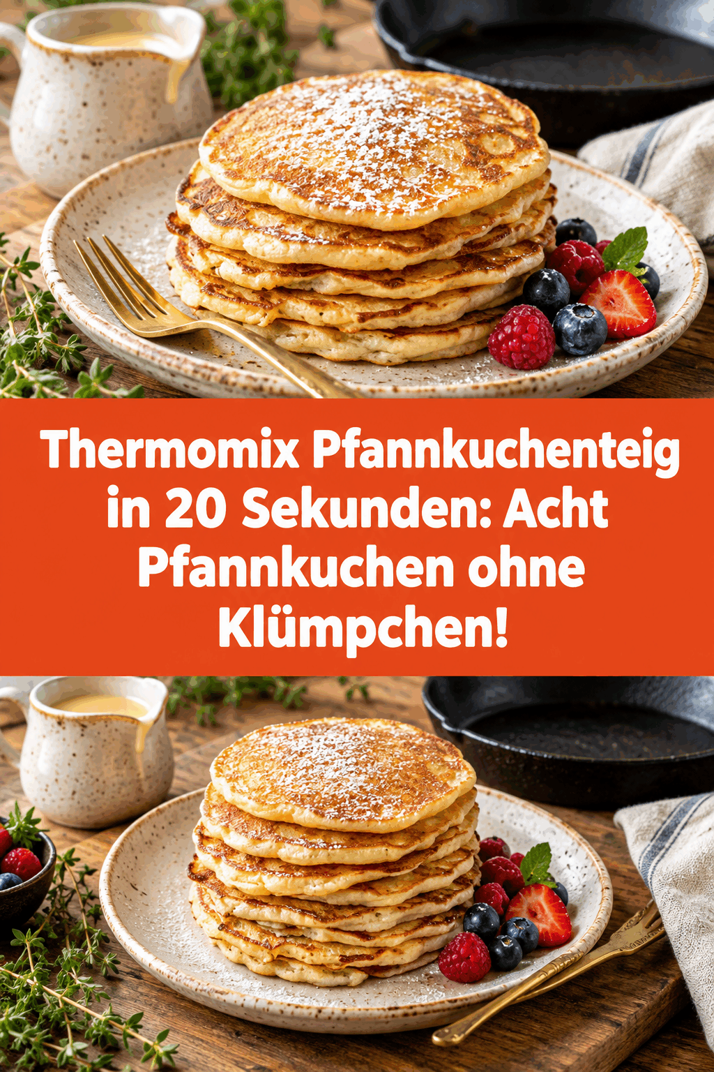 Thermomix Pfannkuchenteig in 20 Sekunden: Acht Pfannkuchen ohne Klümpchen!