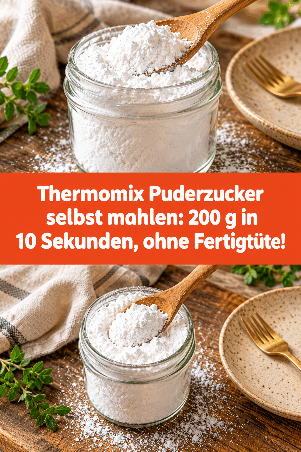 Thermomix Puderzucker selbst mahlen: 200 g in 10 Sekunden, ohne Fertigtüte!