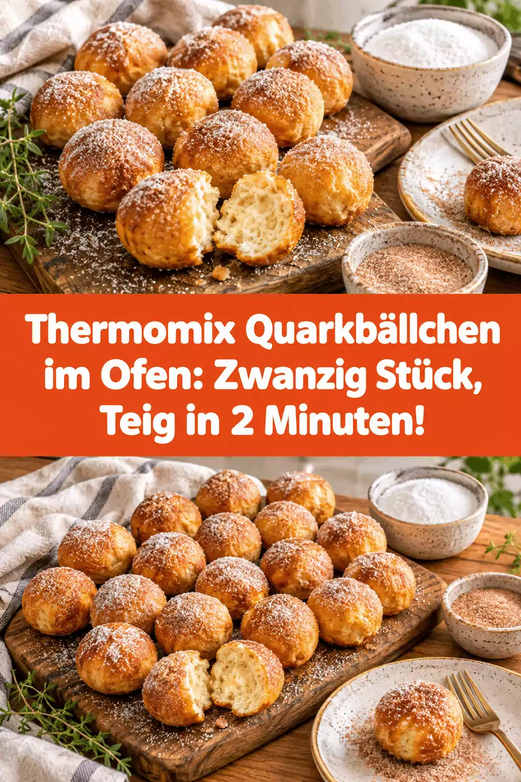 Thermomix Quarkbällchen im Ofen: Zwanzig Stück, Teig in 2 Minuten!