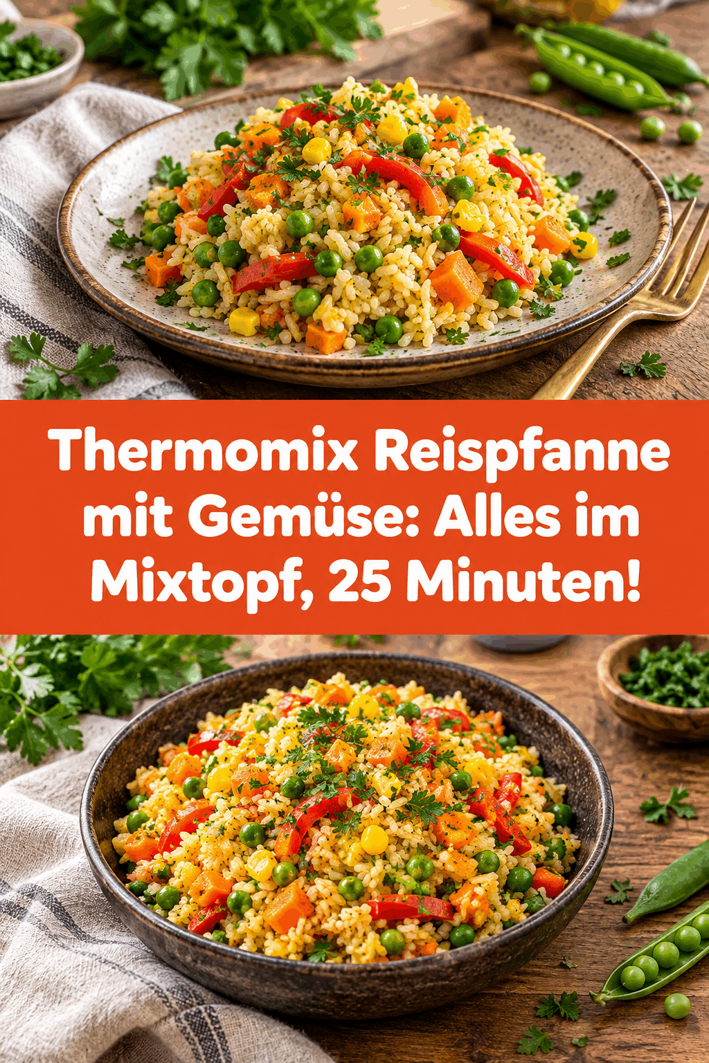 Thermomix Reispfanne mit Gemüse: Alles im Mixtopf, 25 Minuten!