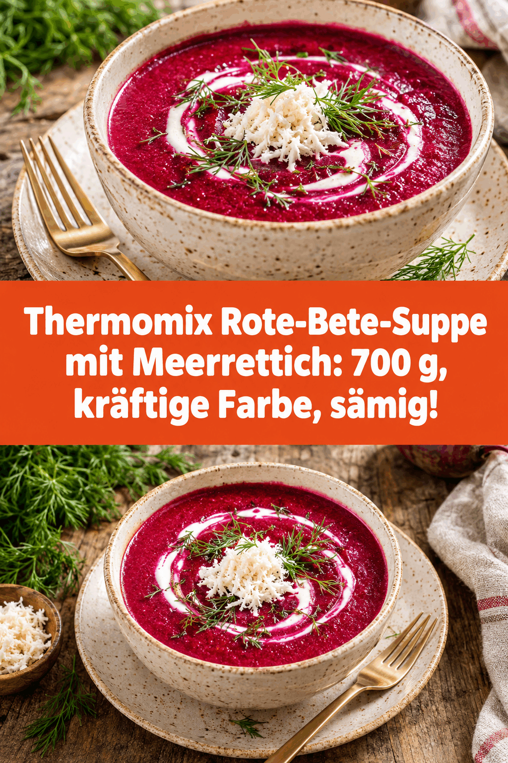 Thermomix Rote-Bete-Suppe mit Meerrettich: 700 g, kräftige Farbe, sämig!