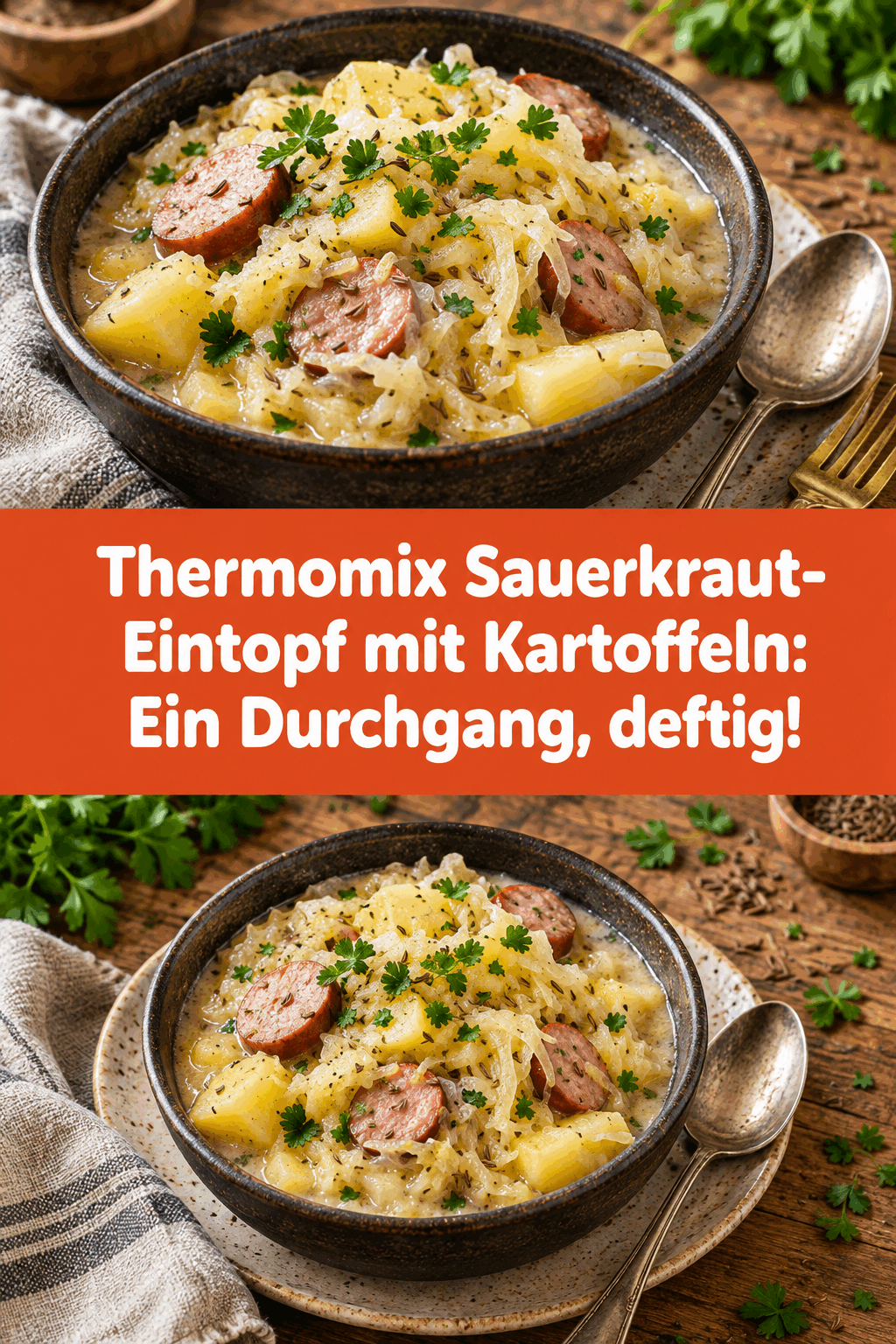 Thermomix Sauerkraut-Eintopf mit Kartoffeln: Ein Durchgang, deftig!