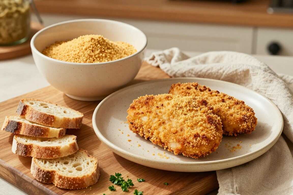 Thermomix Schnitzelpanade vorbereiten: Semmelbrösel selbst gemahlen!
