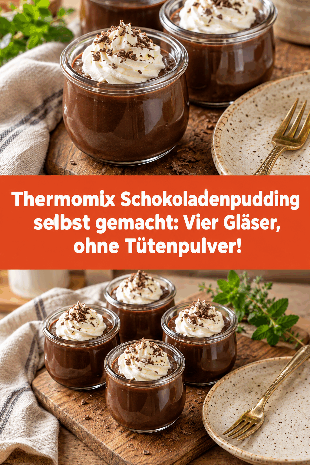 Thermomix Schokoladenpudding selbst gemacht: Vier Gläser, ohne Tütenpulver!