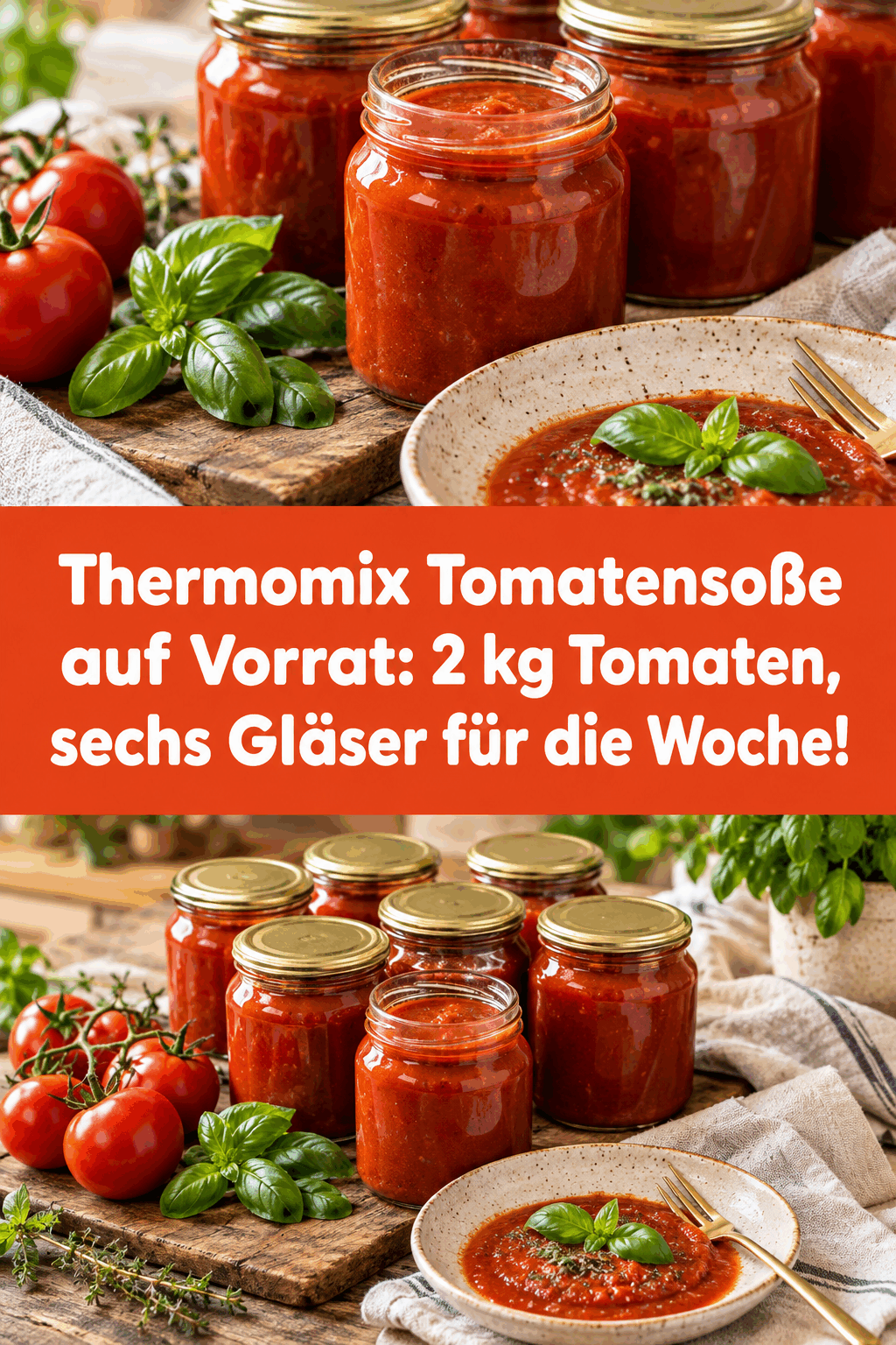 Thermomix Tomatensoße auf Vorrat: 2 kg Tomaten, sechs Gläser für die Woche!