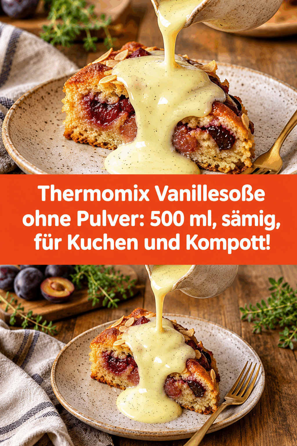 Thermomix Vanillesoße ohne Pulver: 500 ml, sämig, für Kuchen und Kompott!