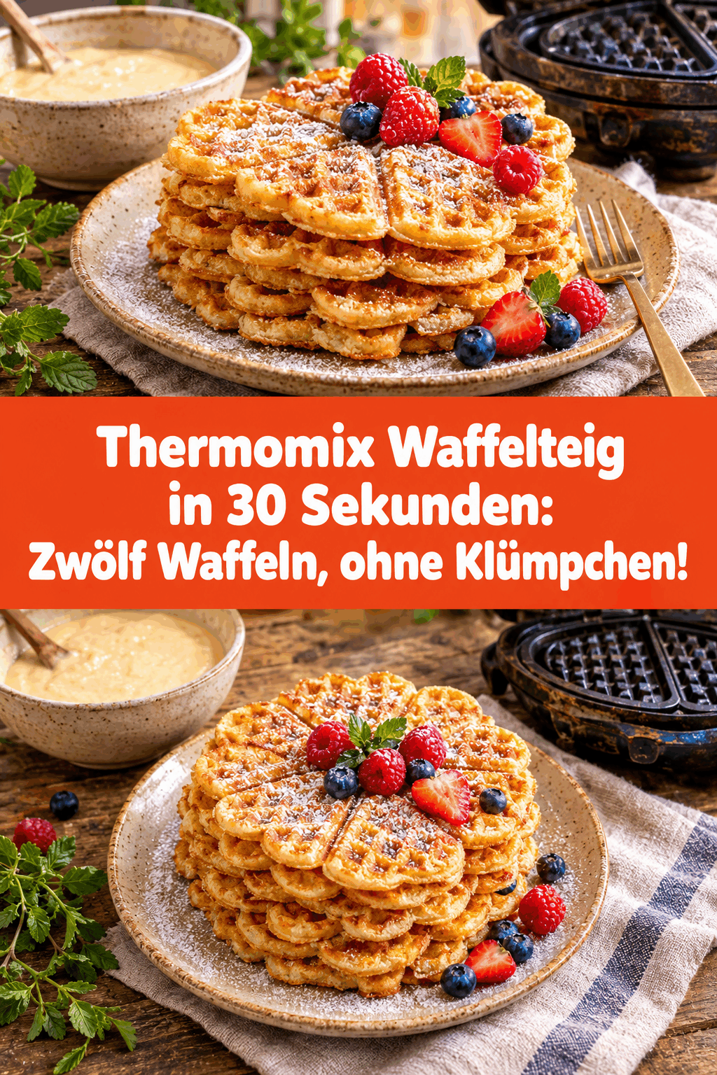 Thermomix Waffelteig in 30 Sekunden: Zwölf Waffeln, ohne Klümpchen!