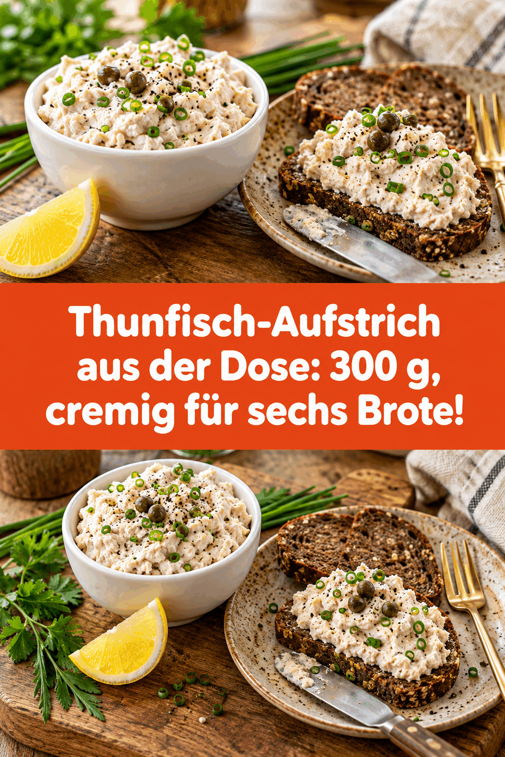 Thunfisch-Aufstrich aus der Dose: 300 g, cremig für sechs Brote!