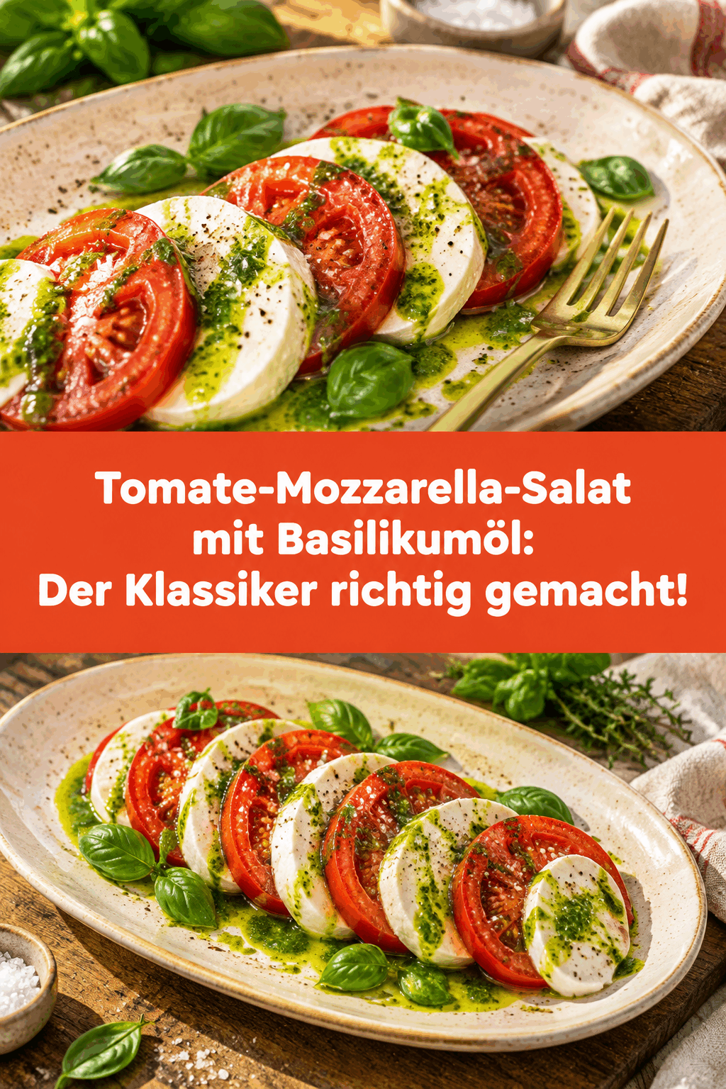 Tomate-Mozzarella-Salat mit Basilikumöl: Der Klassiker richtig gemacht!