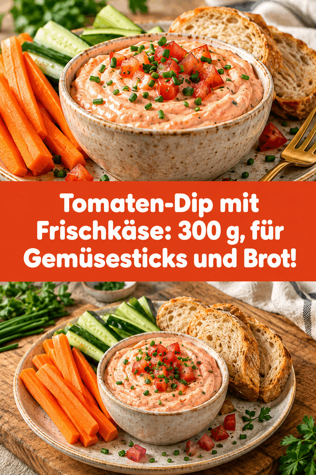 Tomaten-Dip mit Frischkäse: 300 g, für Gemüsesticks und Brot!