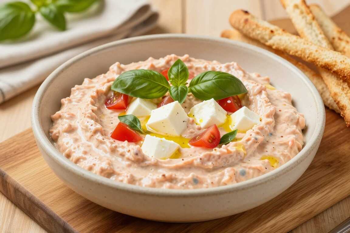 Tomaten-Mozzarella-Dip: 400 g, italienisch, in zehn Minuten!