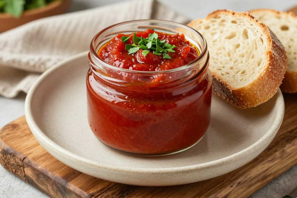 Tomatenmark-Aufstrich mit Kräutern: 250 g, intensiv und schnell!