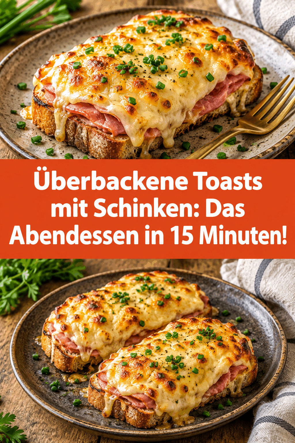 Überbackene Toasts mit Schinken: Das Abendessen in 15 Minuten!