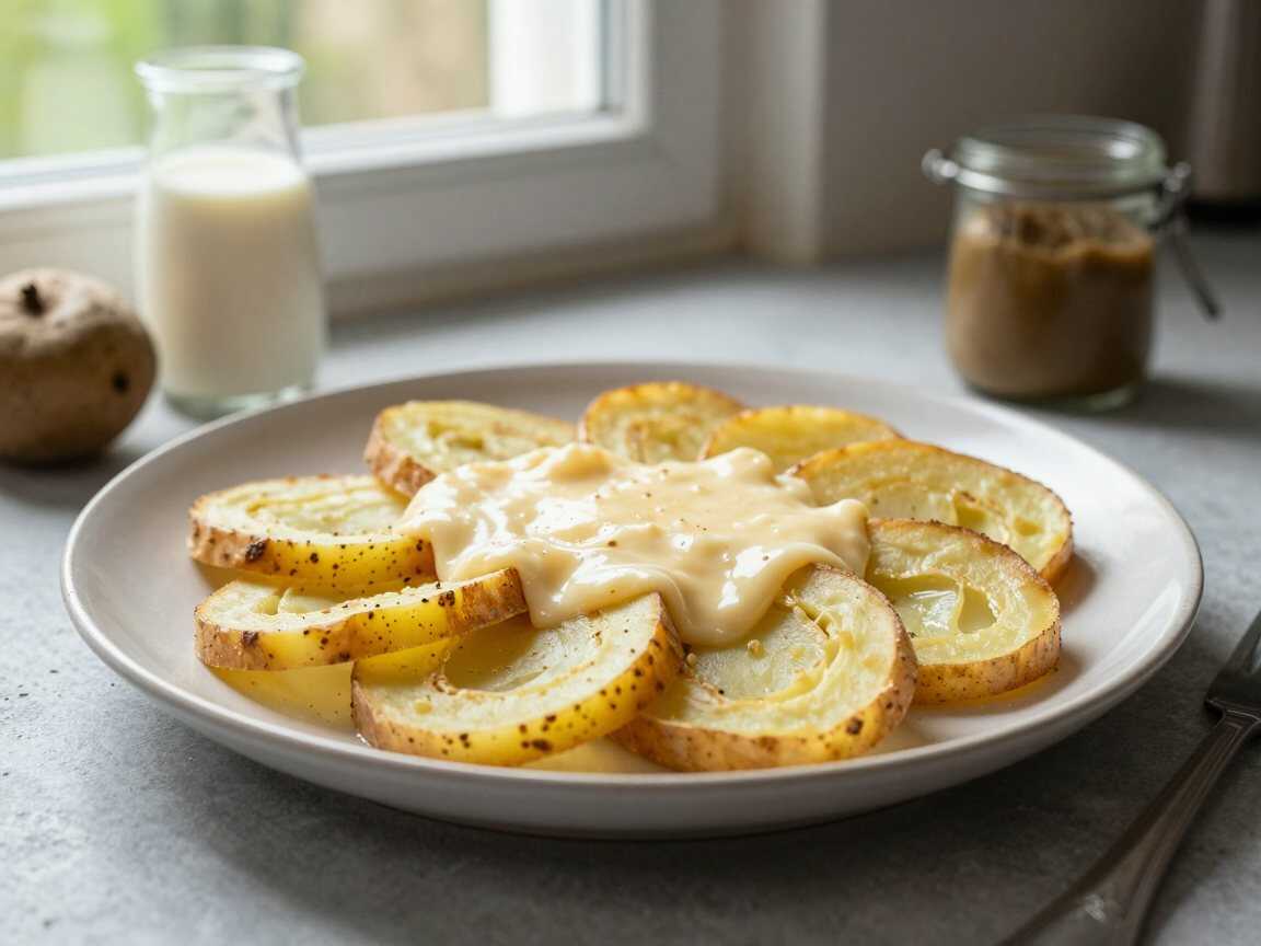 Überbackene Kartoffelscheiben mit Käse – in 20 Minuten auf dem Tisch – während der Zubereitung