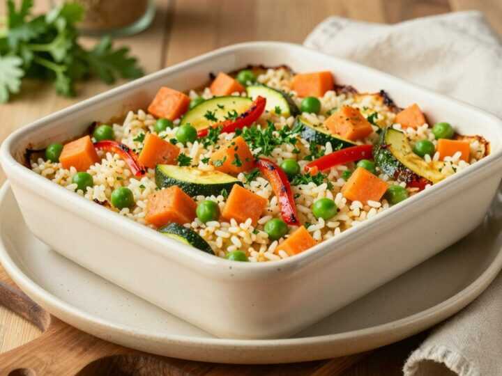Vegane Aufläufe mit Reis und Gemüse: Vier Portionen, in 40 Minuten fertig!