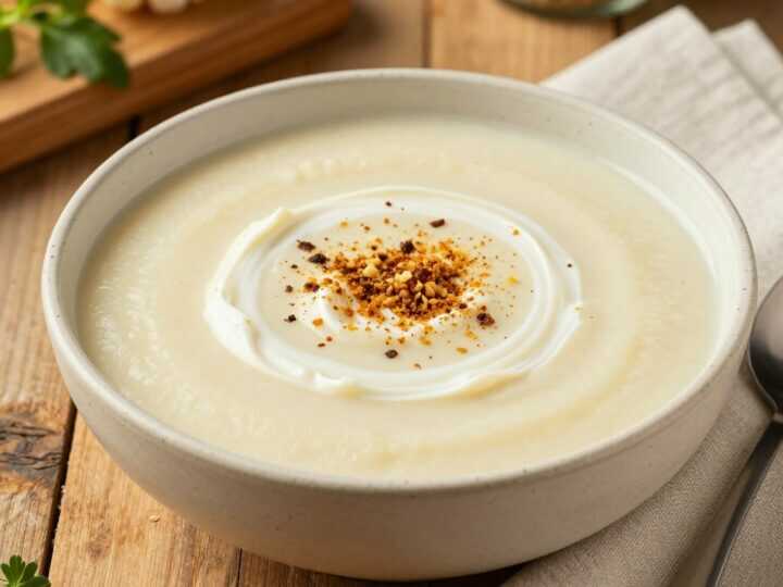 Vegane Blumenkohlsuppe mit Muskat: Vier Zutaten, sämig püriert!