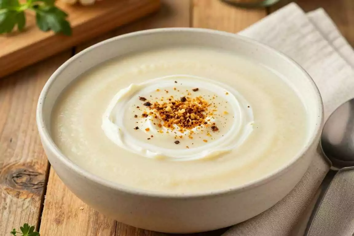 Vegane Blumenkohlsuppe mit Muskat: Vier Zutaten, sämig püriert!